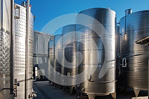 Stainless tanks for processing and fermentation wine production