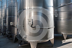 Stainless tanks for processing and fermentation wine production