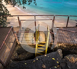 Stair access to get to Praia do Sancho Beach - Fernando de Noronha, Pernambuco, Brazil