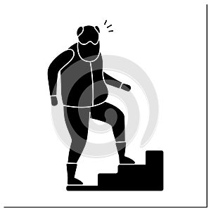 Stair climbing glyph icon