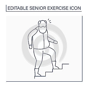 Stair climbing line icon