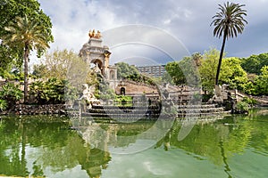 Stair of fountain in a Parc de la Ciutadella, Barcelona, Spain - May 13, 2018