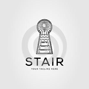 stair on hole key with ocean logo vector illustration design