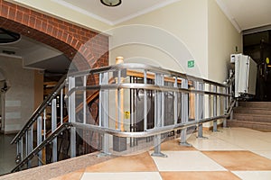 Stair lift for the disabled. Stairs of public building