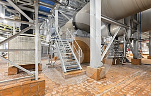 Stair next to the cooling drum mold at the chemical plant