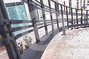 Stair Railing with Street View in the Background