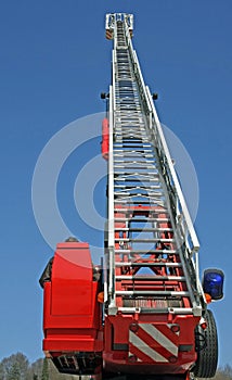 stair riser and blue truck Siren of firefighters during an emergency