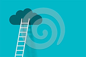 stair up business progress with white ladder and cloud concept background