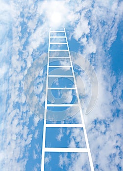 Stair upwards in sky to a sun