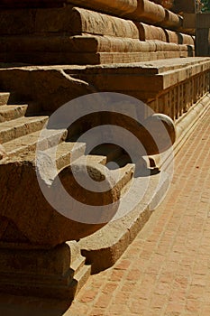 Stair way of the ancient Brihadisvara Temple in the gangaikonda cholapuram, india.