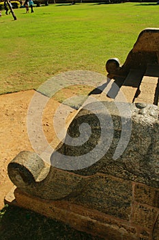 Stair way of the ancient Brihadisvara Temple in the gangaikonda cholapuram, india.