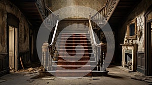 staircase abandoned house interior