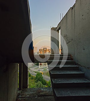 Staircase in an abandoned house