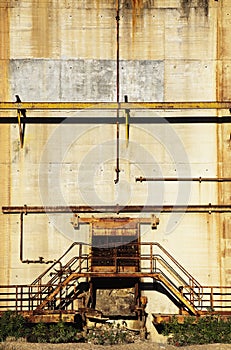 Staircase in an abandoned industrial building