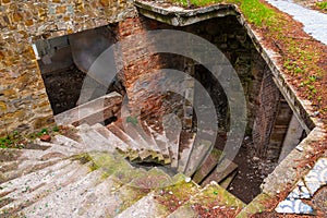 Staircase of abandoned mansion Dacha Kvitko, Sochi, Russia