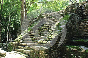 Staircase at an ancient Mayan ruin in Quintana Roo, Mexico