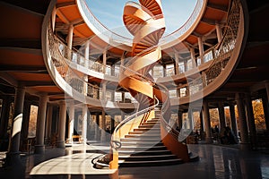 Staircase in an architecturally unique building - stock photography