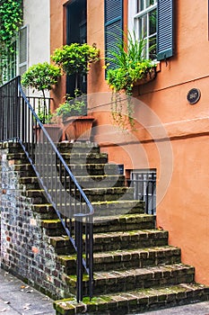 Staircase of beautiful home in Historic District, Savannah Georgia, USA