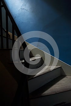 Staircase With A Blue Wall