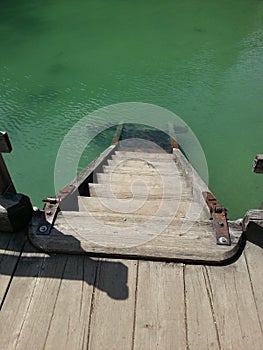 Staircase in the Braies lake