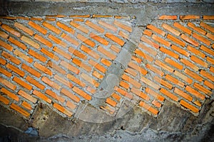 Staircase brick wall unfinished plastering. Building under construction with no plastering.