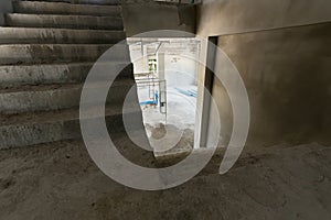 Staircase cement concrete structure in residential house