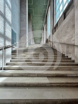 Staircase in the corridor connecting the art galleries of the world famous Alte Pinakothek in Munich, Germany