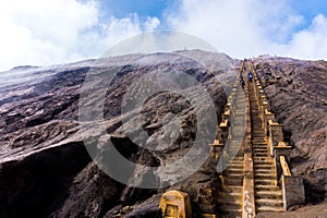 Staircase at the crater of the Bromo volcano  indonesia