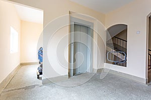 Staircase hall in an apartment building  at the entrance to the elevator