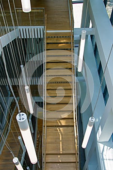 Staircase inside the building, lamp lighting, modern layout, Windows and stairs, top view 1