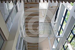 Staircase inside the building, lamp lighting, modern layout, Windows and stairs, top view 1