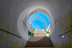 Staircase inside of the Njegos mausoleum in Montenegro