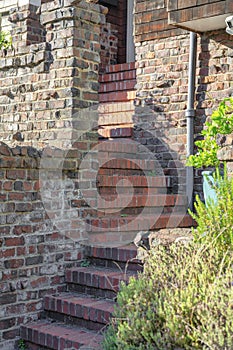 Staircase with landings and bricks steps at San Francisco, California