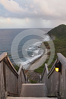 Staircase with a light