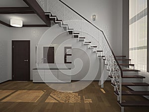 Staircase in the lobby 3d