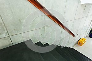 Staircase in modern villa and cement wall.