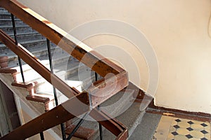 Staircase in an old office building in Ukraine, building and interior