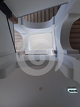 Staircase in an old school building from 1908 in The Hague, The Netherlands