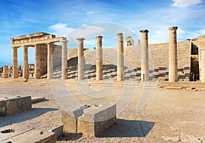 Staircase of the Propylaea on Acropolis of Lindos Rhodes, Greece