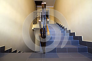 Staircase in residential building. Interior with stairs railing