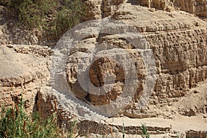 Staircase in the Rock in the Ein Gedi Oasis photo