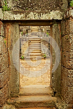 Staircase at the ruins of the East Mebon Temple in Siem Reap, Cambodia.