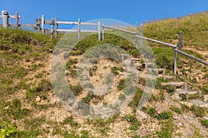 A staircase on the slope of Mt Rigi in Switzerland