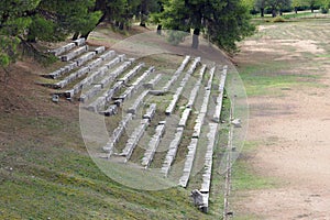 Staircase of the stadium in the archaeological site of Epidaurus photo