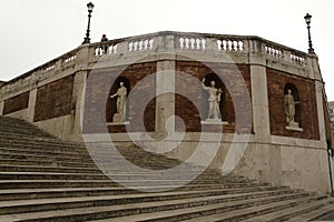 Staircase with statues in city of Rome, Italy (EU)