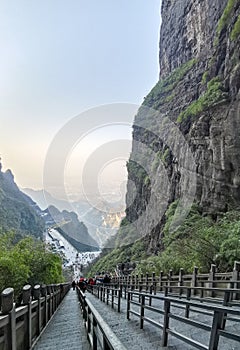 Staircase stone onThe Heaven`s Gate, national park Zhangjiajie