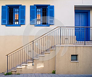 Staircase to blue door in Neve Tzedek