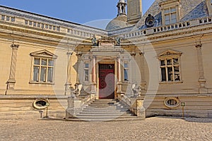Staircase to door in the inner court of the Castle of chantilly, france