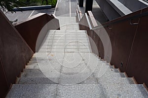 Staircase in underground passage in modern city space