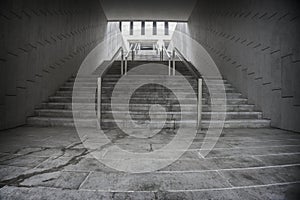 Staircase in underground passage. Rise to the top. Exit